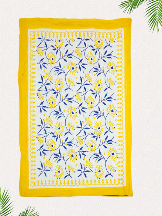 Yellow Handblock Printed Pillow Covers
