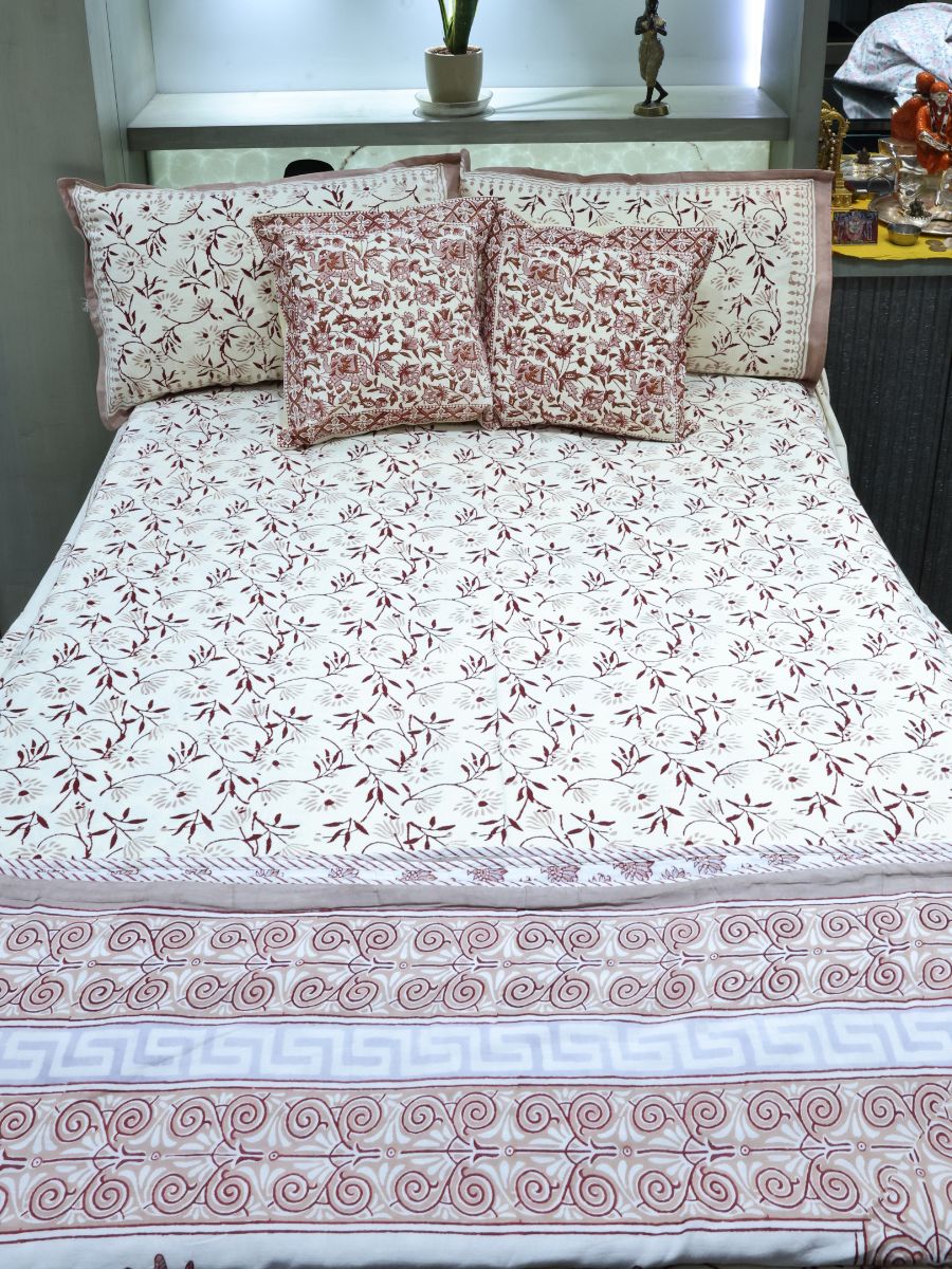 Multicolor Handblock Print Double Bedsheet