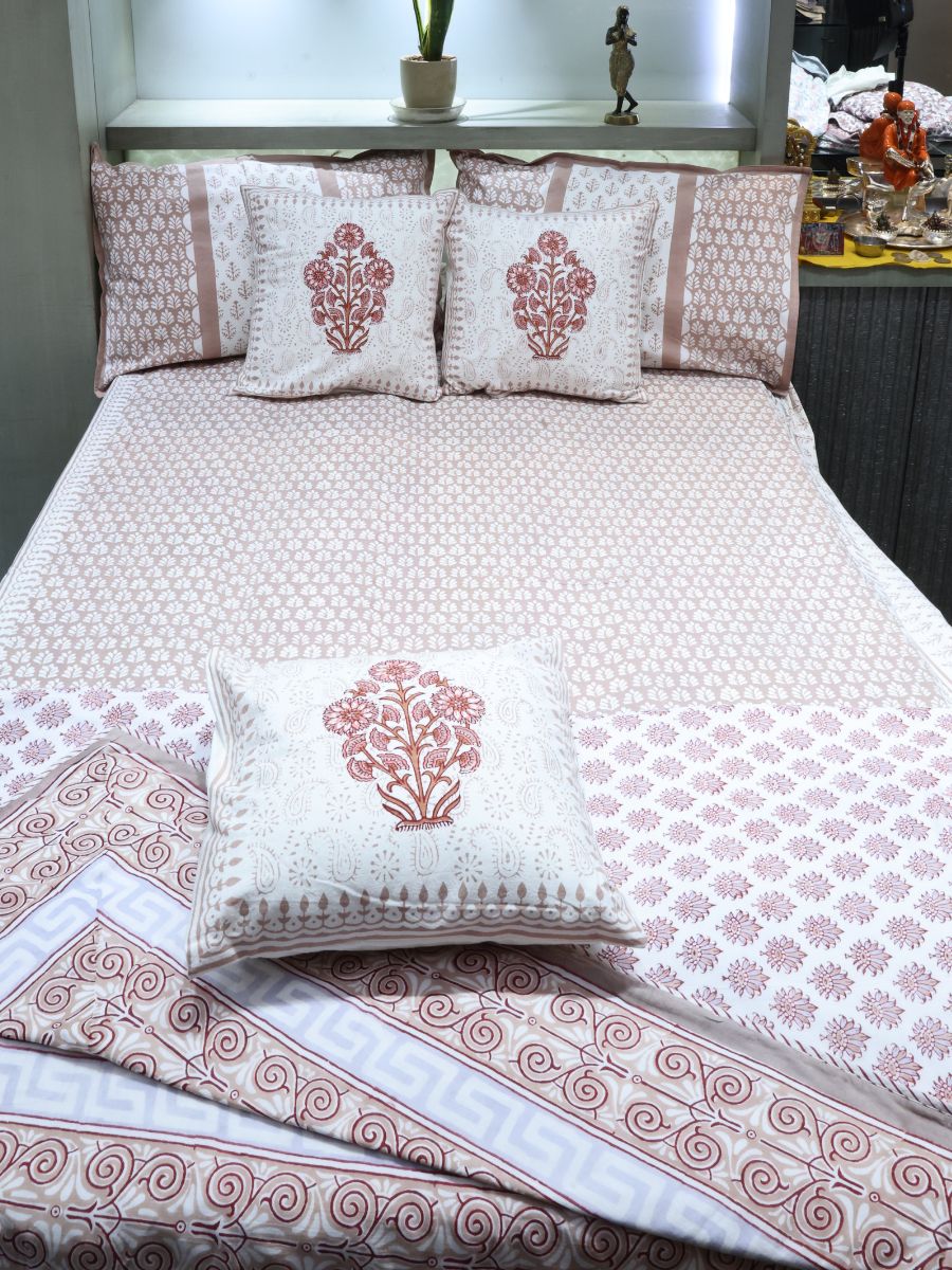 Multicolor Handblock Print Double Bedsheet