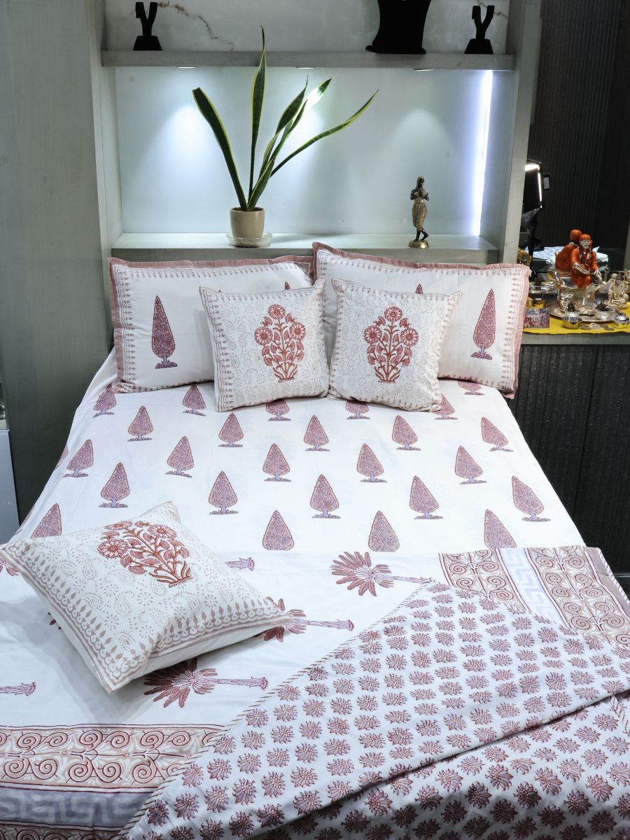 Multicolor Handblock Print Double Bedsheet