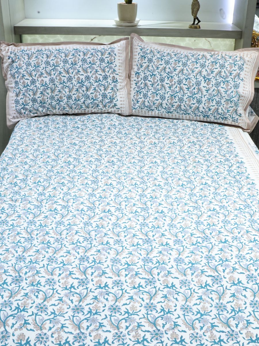 Multicolor Handblock Print Double Bedsheet