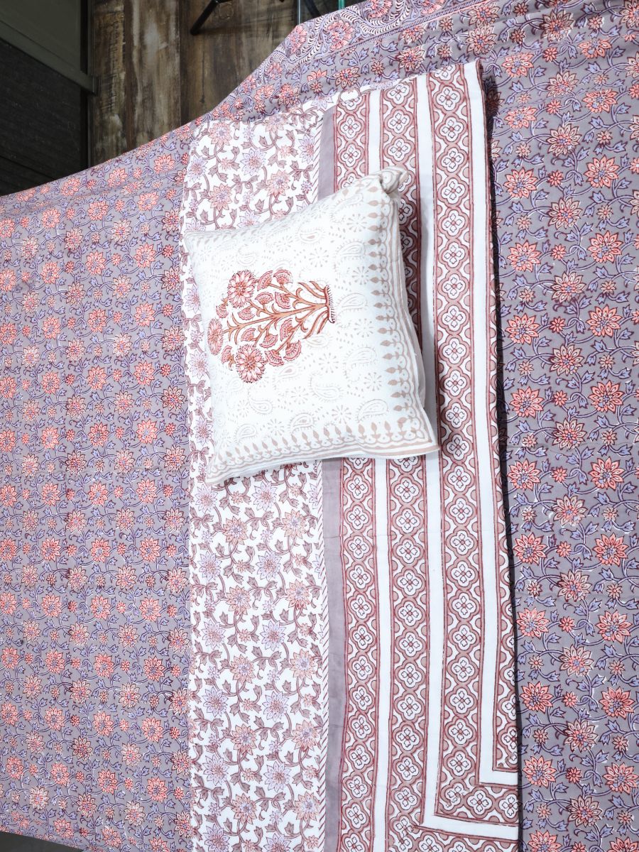 Multicolor Handblock Print Double Bedsheet