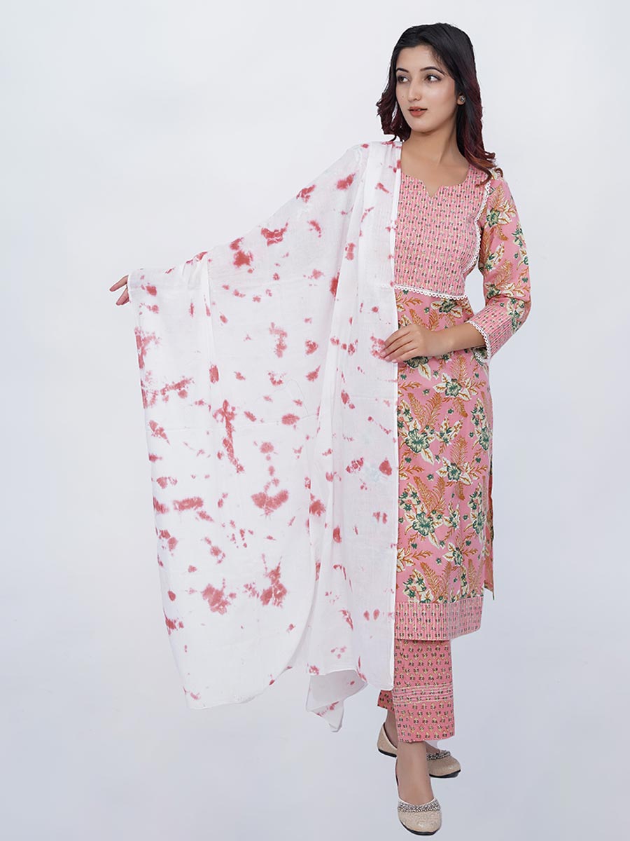 Multicolor Cotton Dabu Print Suit Set