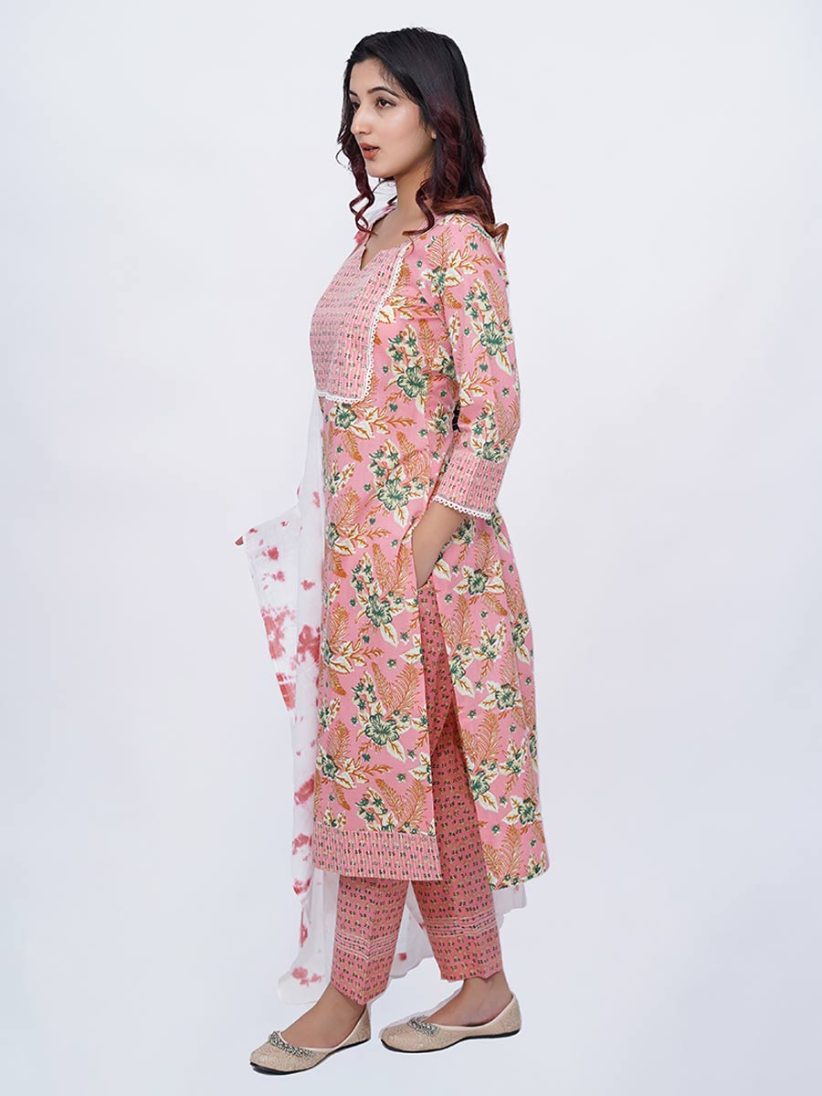 Multicolor Cotton Dabu Print Suit Set