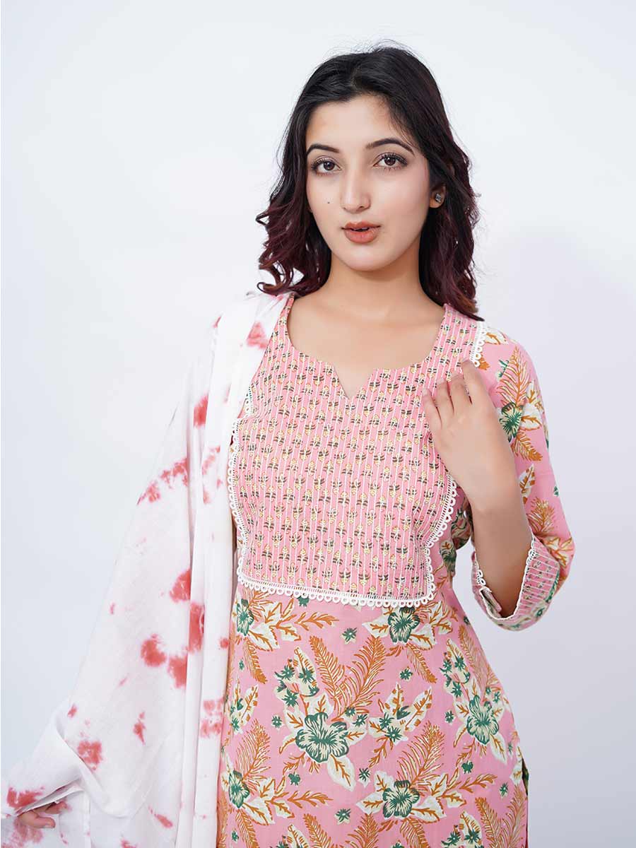 Multicolor Cotton Dabu Print Suit Set