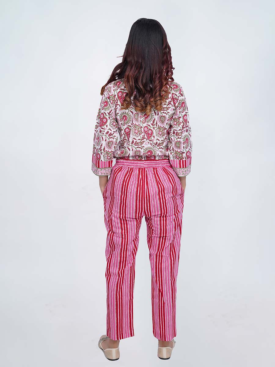 Pink Cotton Dabu Print Suit Set