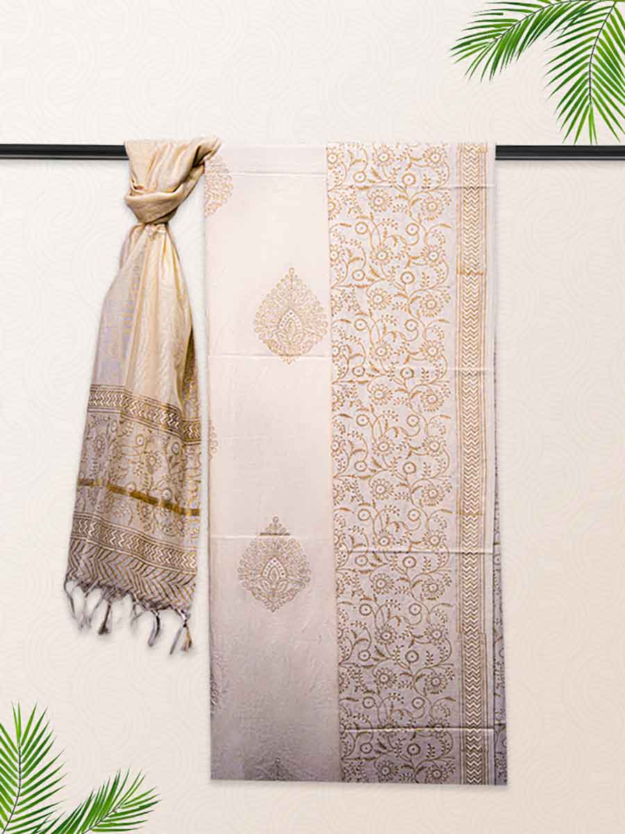 Multicolor Cotton Block Print Style Unstitiched Dress Material