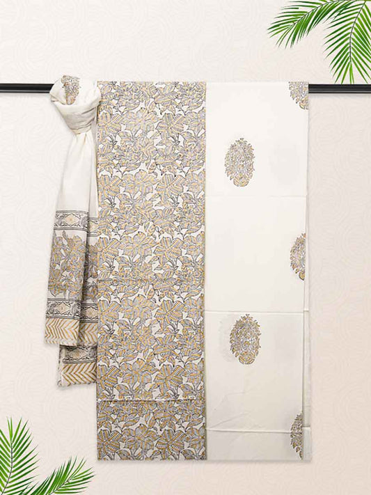 Multicolor Cotton Block & Bagru Print Style Unstitiched Dress Material