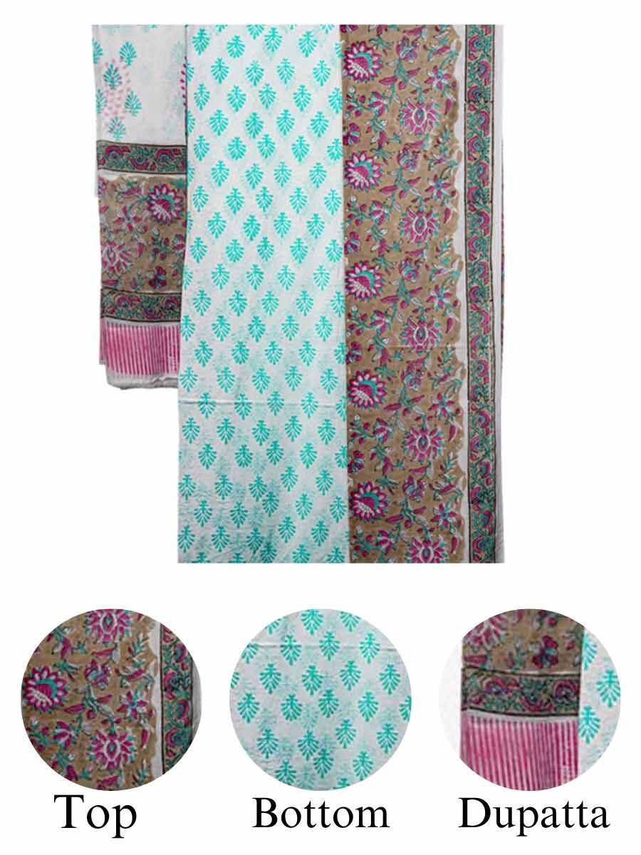 Multicolor Cotton Bagru Print Style Unstitiched Dress Material