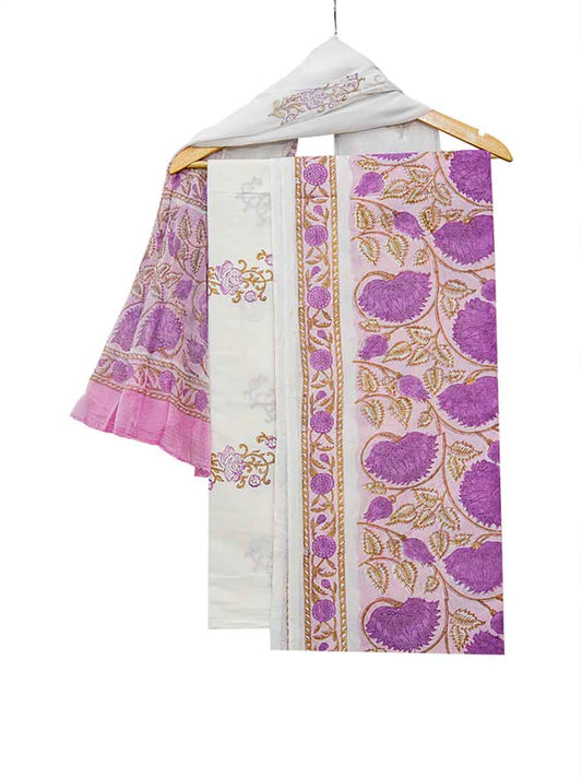 Multicolor Cotton Dabu Print Style Unstitiched Dress Material