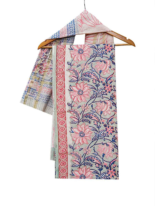 Multicolor Maheshwari Dabu Print Style Unstitiched Dress Material