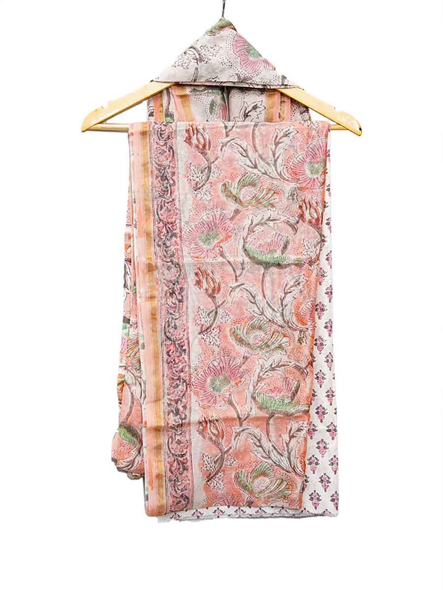 Multicolor Maheshwari Dabu Print Style Unstitiched Dress Material