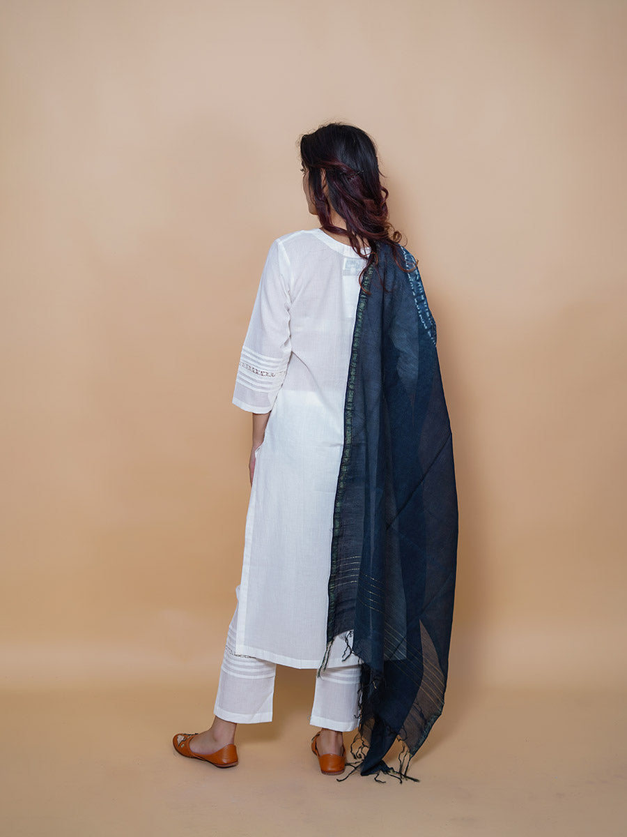 White Plain Cotton Kurta