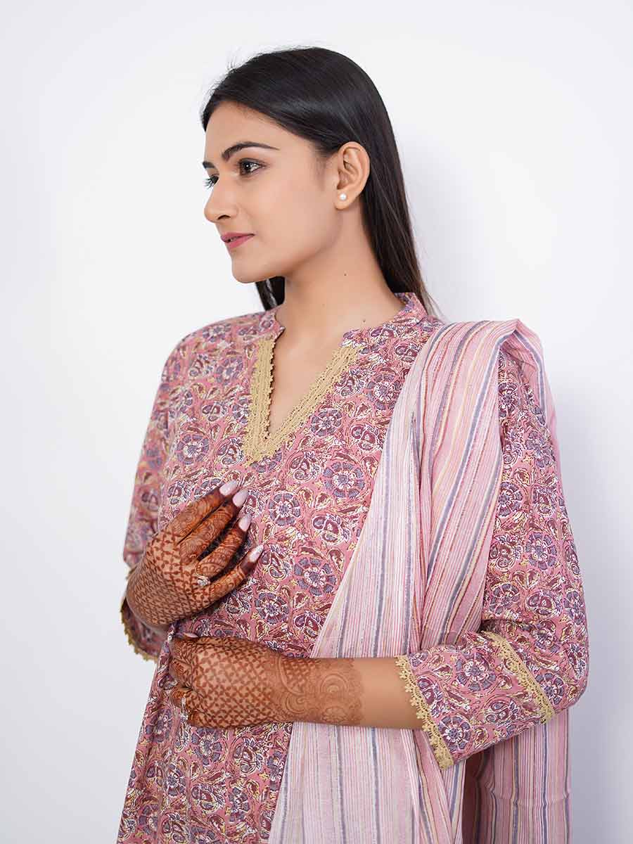Multicolor Bagru Print Cotton Kurta