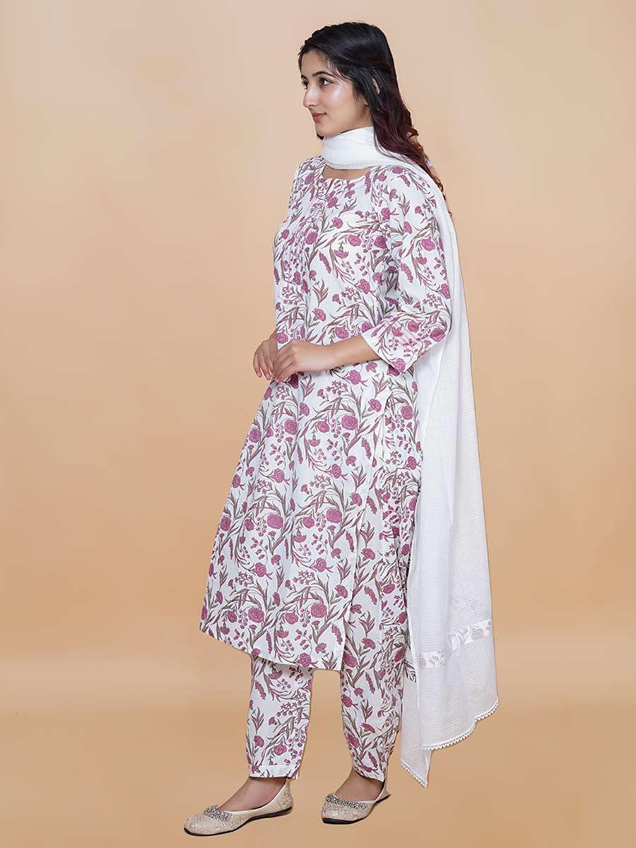 Pink Dabu Print Cotton Kurta
