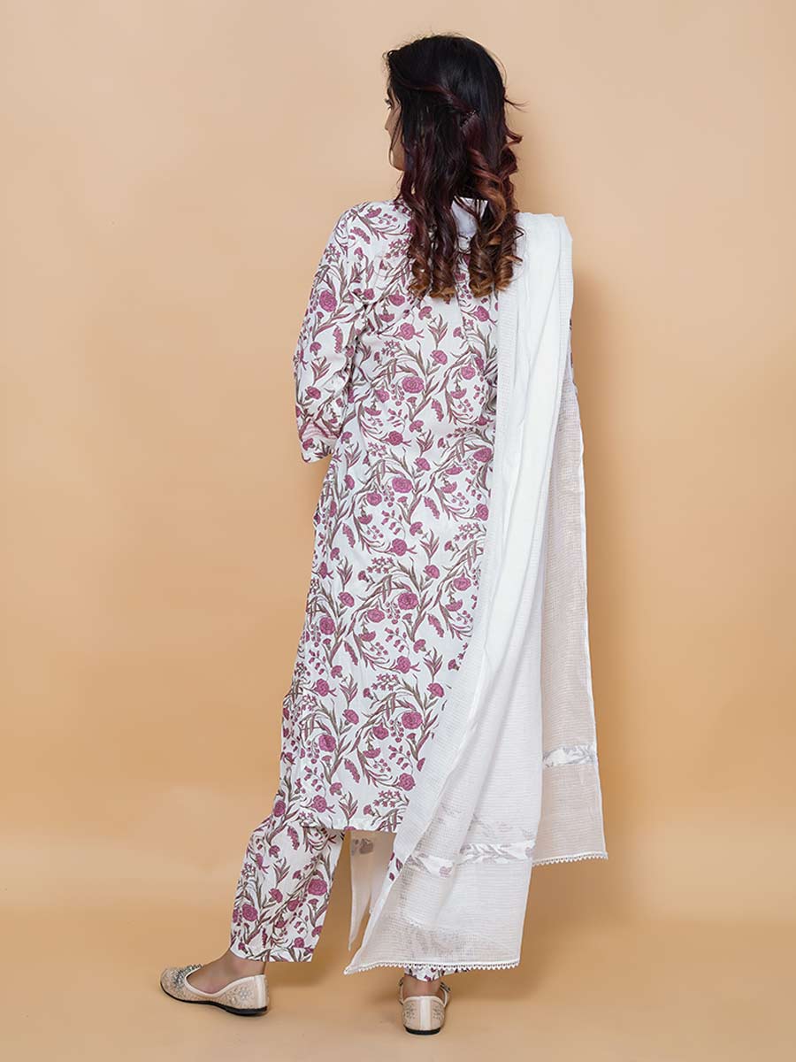 Pink Dabu Print Cotton Kurta