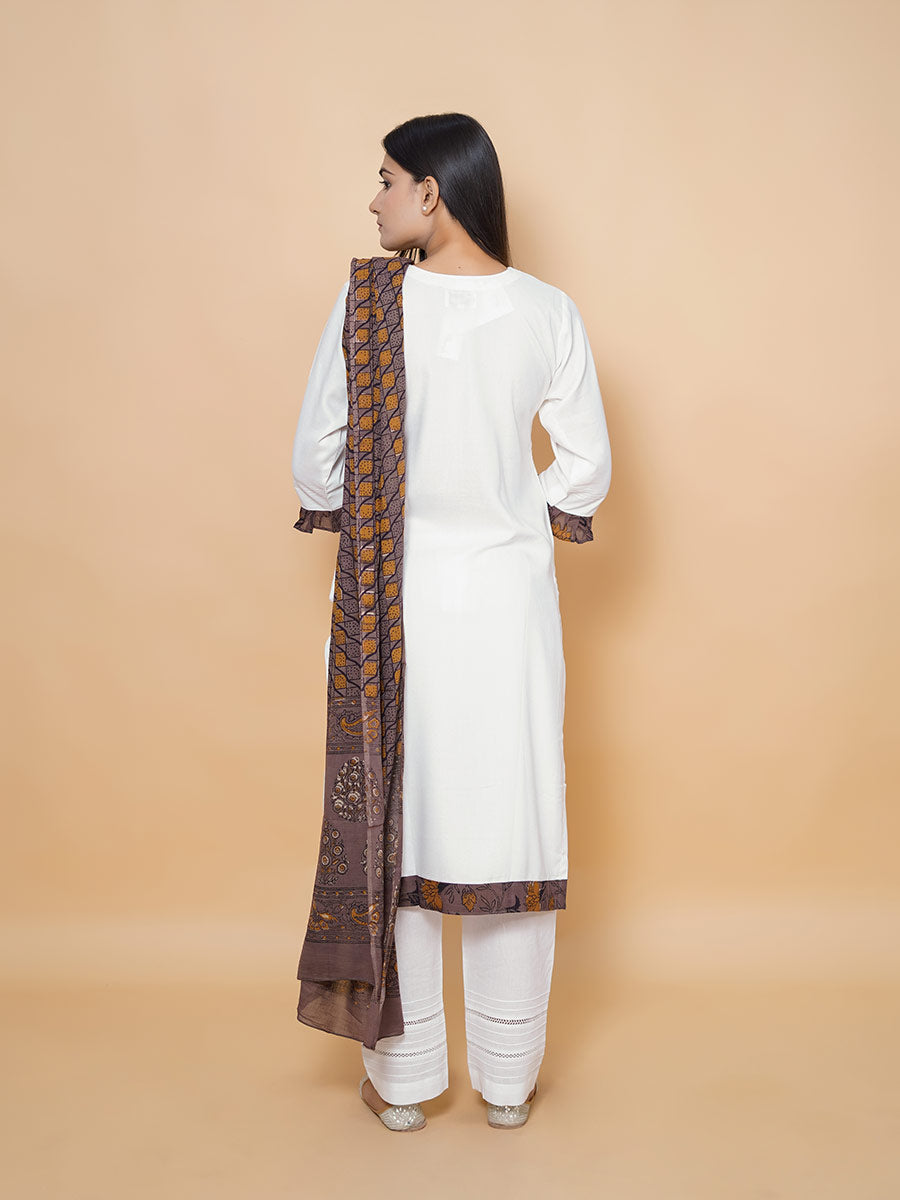 White Plain Cotton Kurta