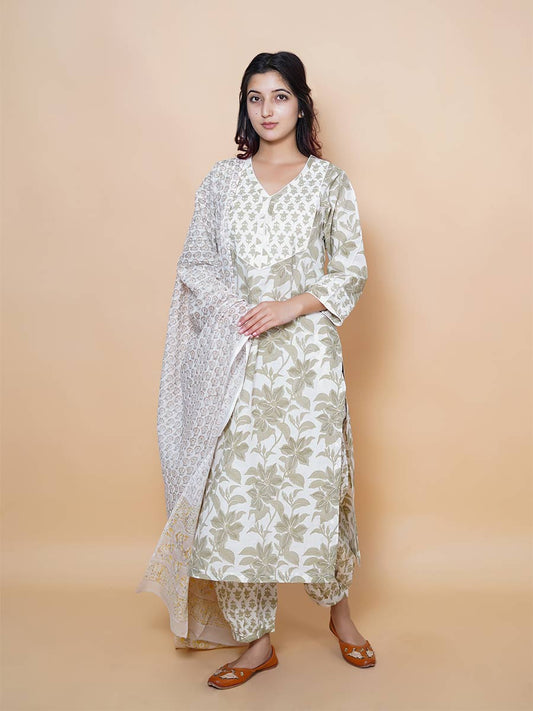 Multicolor Block Print Cotton Kurta