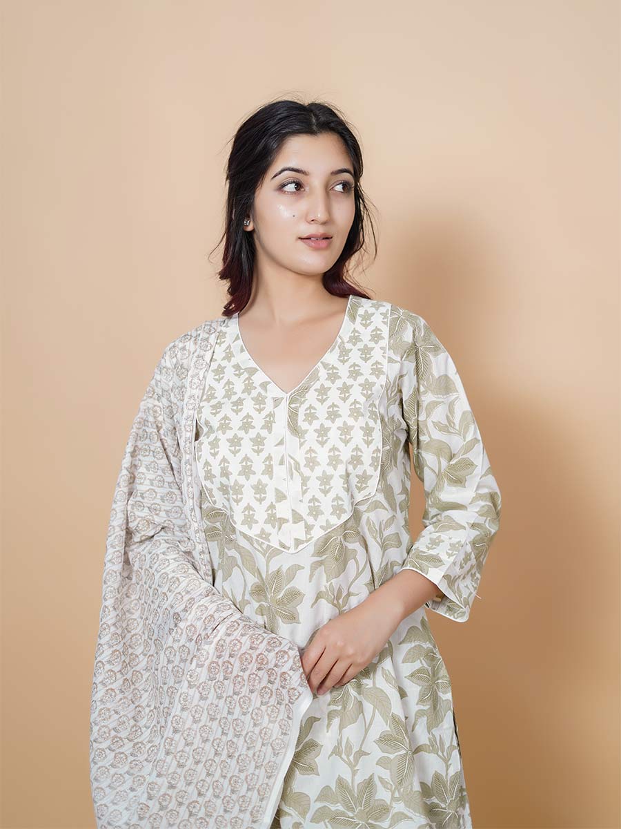 Multicolor Block Print Cotton Kurta