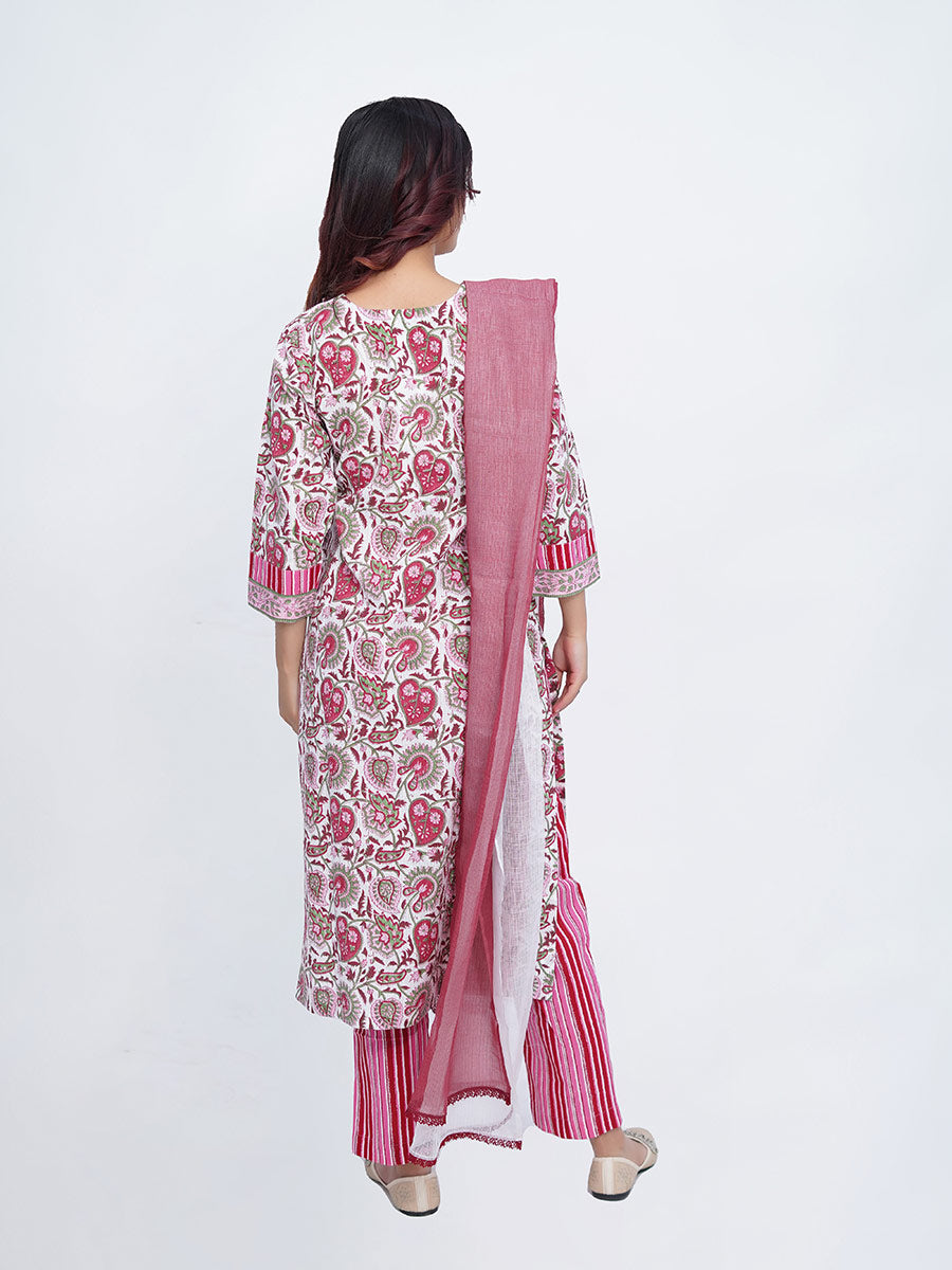 Pink Dabu Print Cotton Kurta