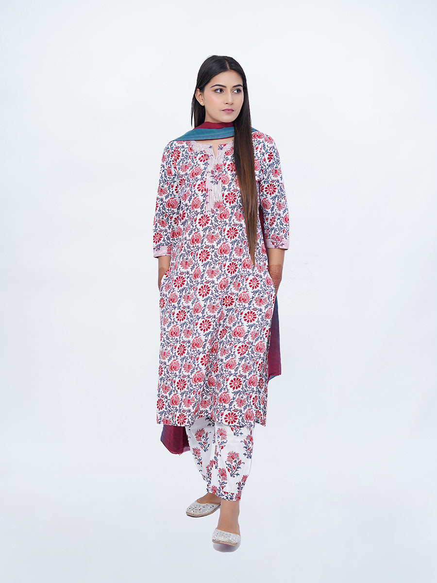 Multicolor Dabu Print Cotton Kurta