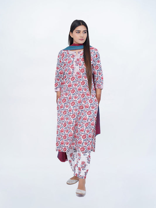 Multicolor Dabu Print Cotton Kurta
