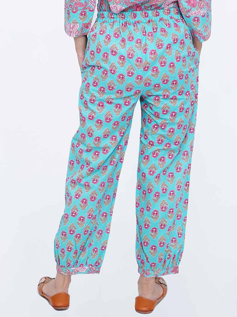 Blue Block Print Cotton Harem