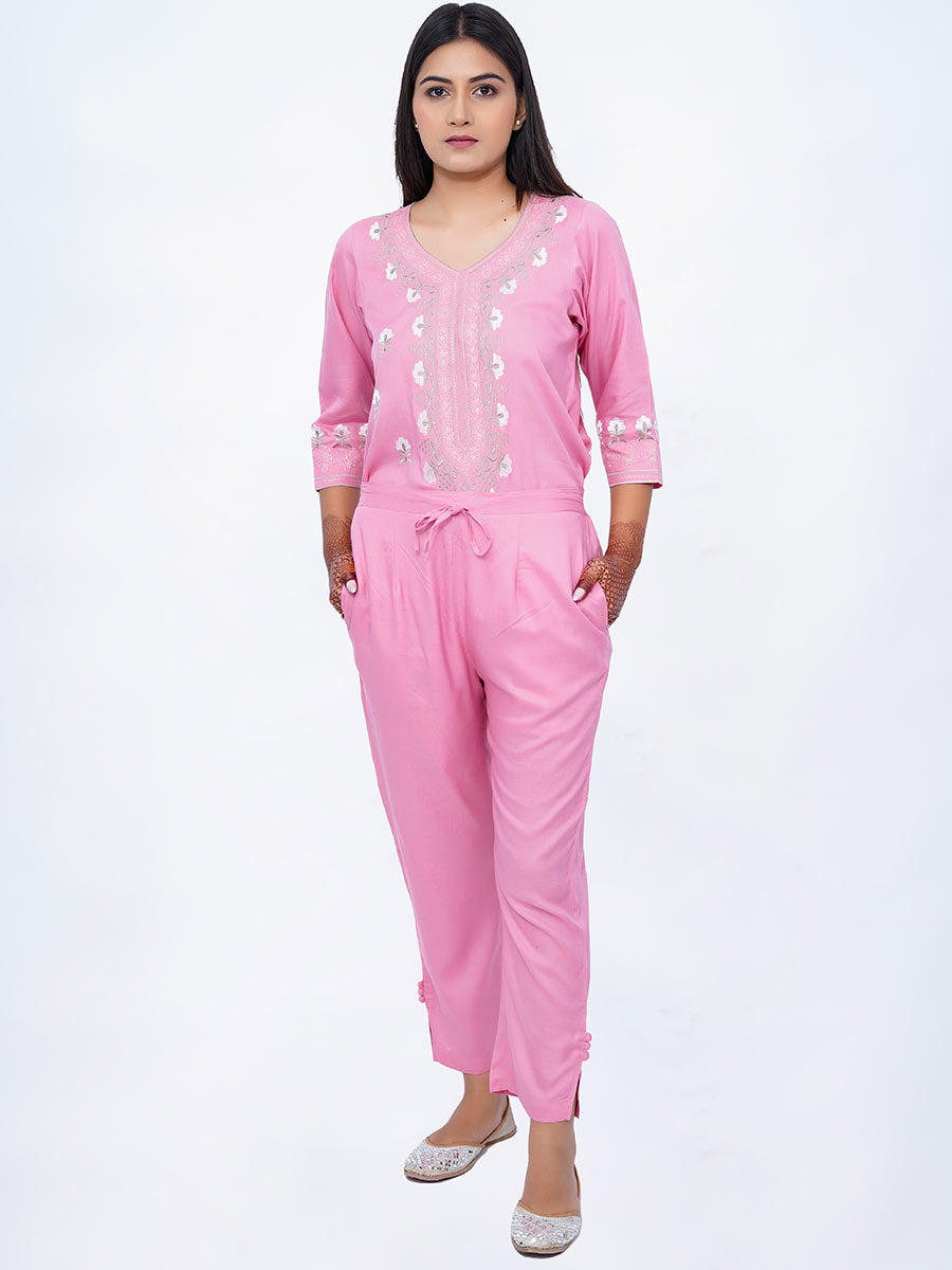 Pink Plain Rayon Pant