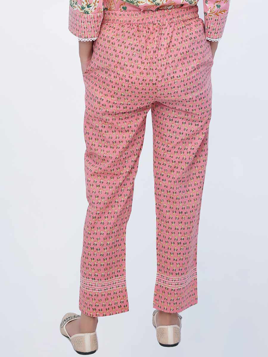 Orange Block Print Cotton Pant