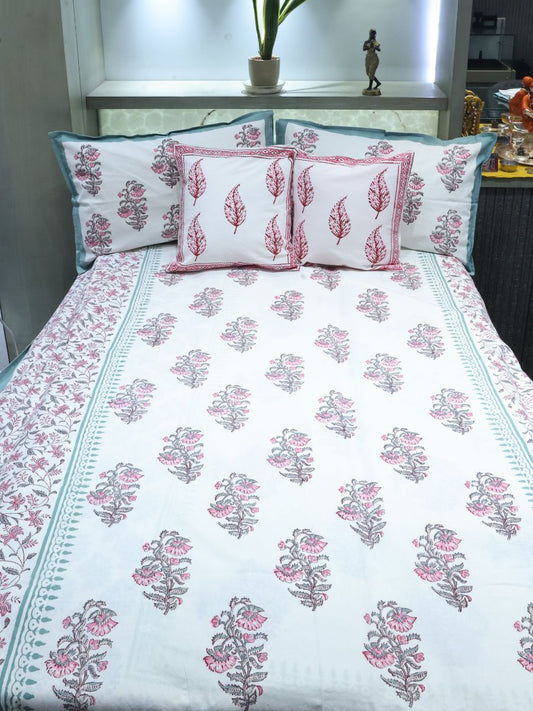 Multicolor Handblock Print Single Bedsheet