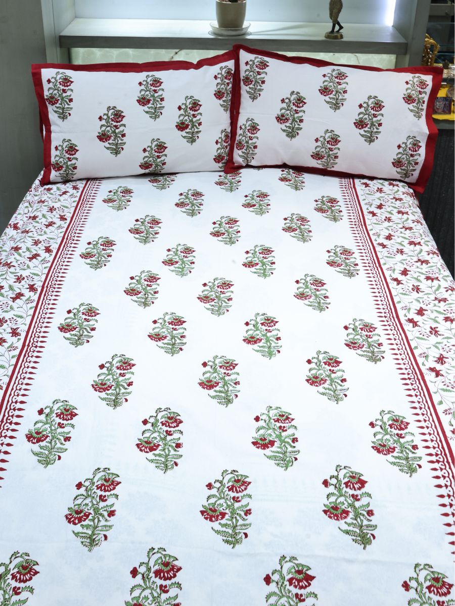 Multicolor Handblock Print Single Bedsheet