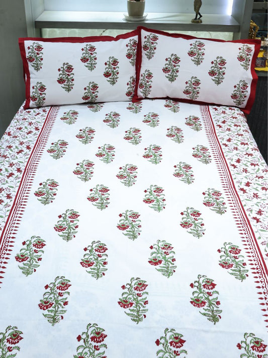 Multicolor Handblock Print Single Bedsheet