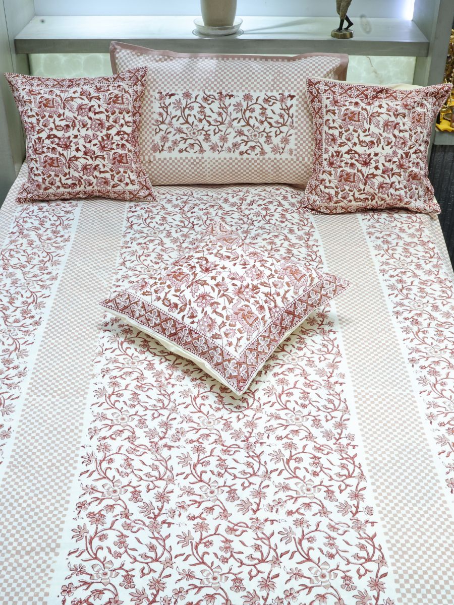 Multicolor Handblock Print Single Bedsheet