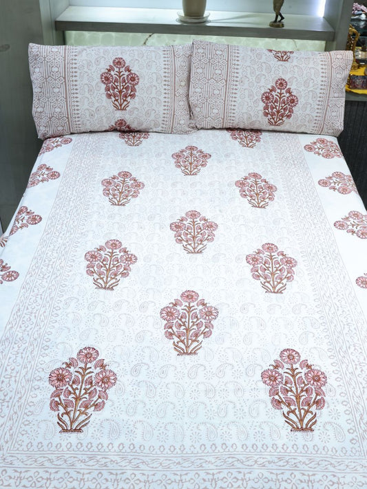 Multicolor Handblock Print Single Bedsheet