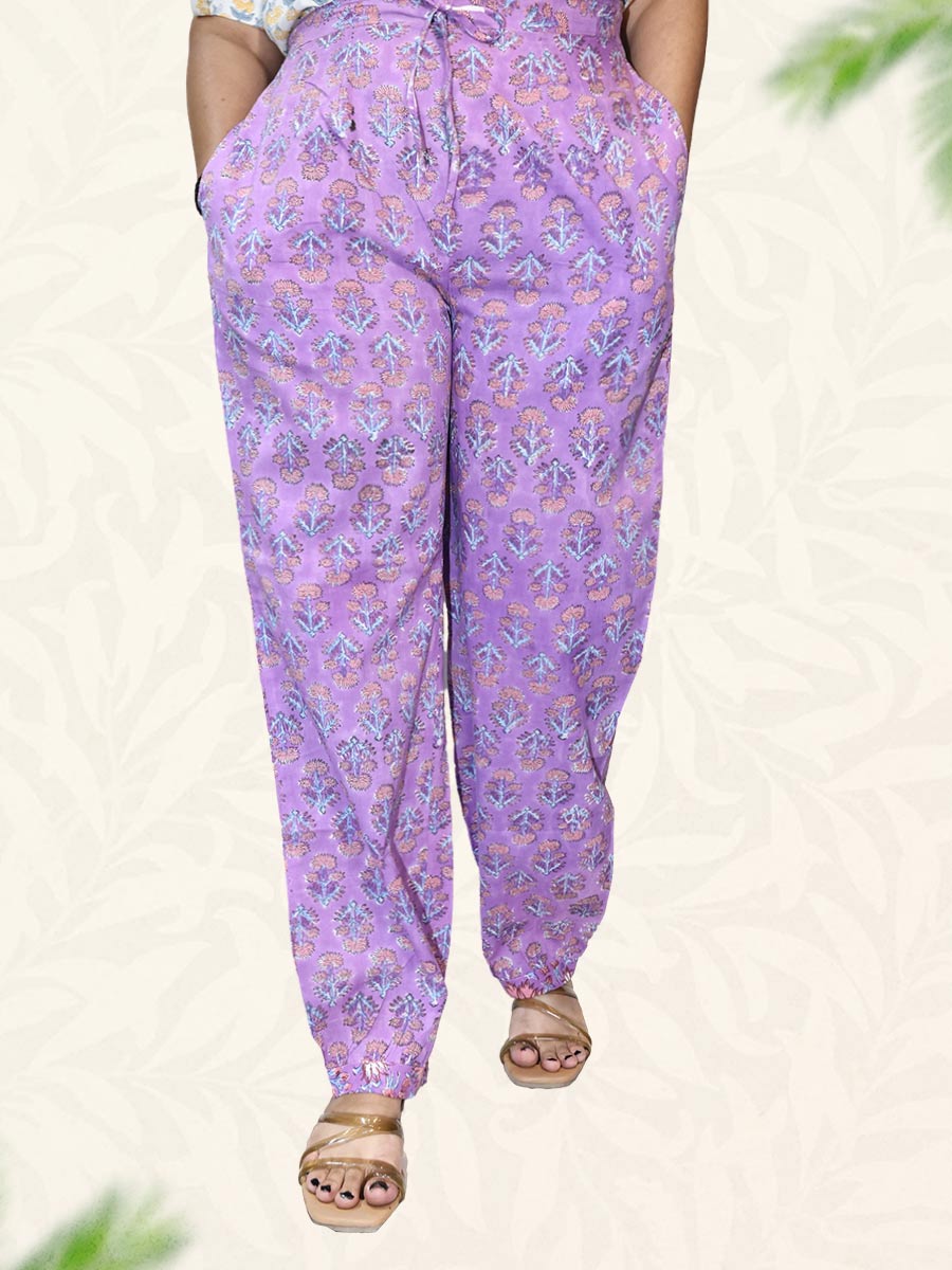 Purple Block Print Cotton Harem