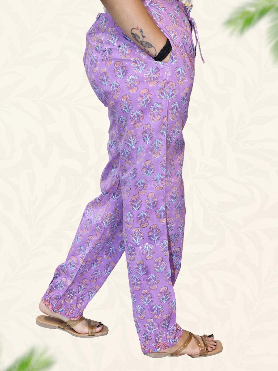 Purple Block Print Cotton Harem