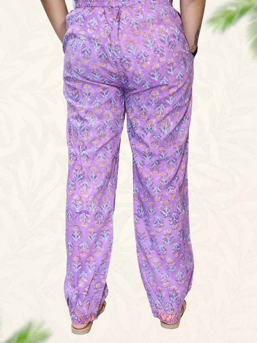 Purple Block Print Cotton Harem
