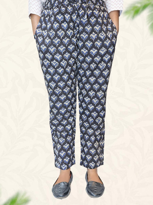 Black Block Print Cotton Pant