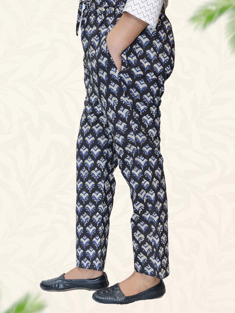 Black Block Print Cotton Pant