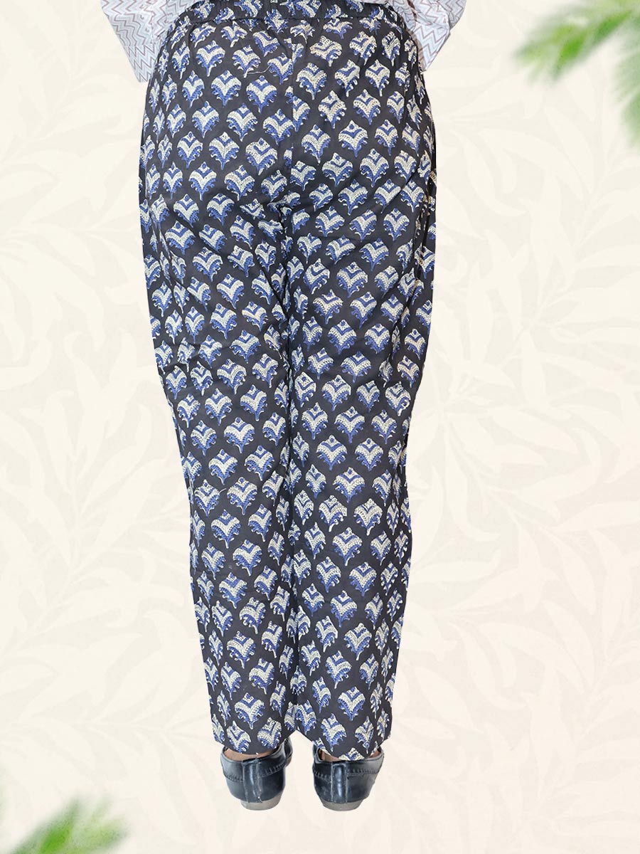 Black Block Print Cotton Pant