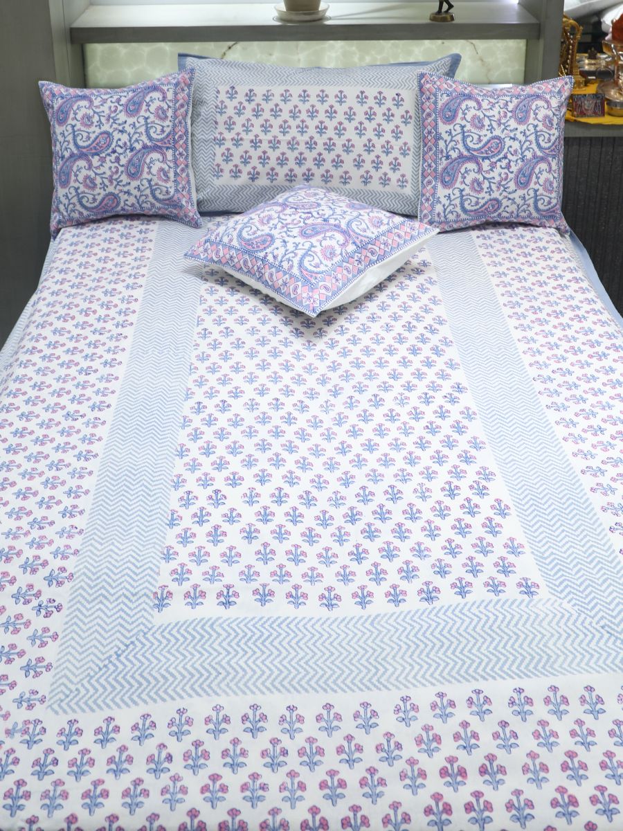 Purple Handblock Print Single Bedsheet