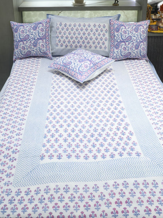 Purple Handblock Print Single Bedsheet