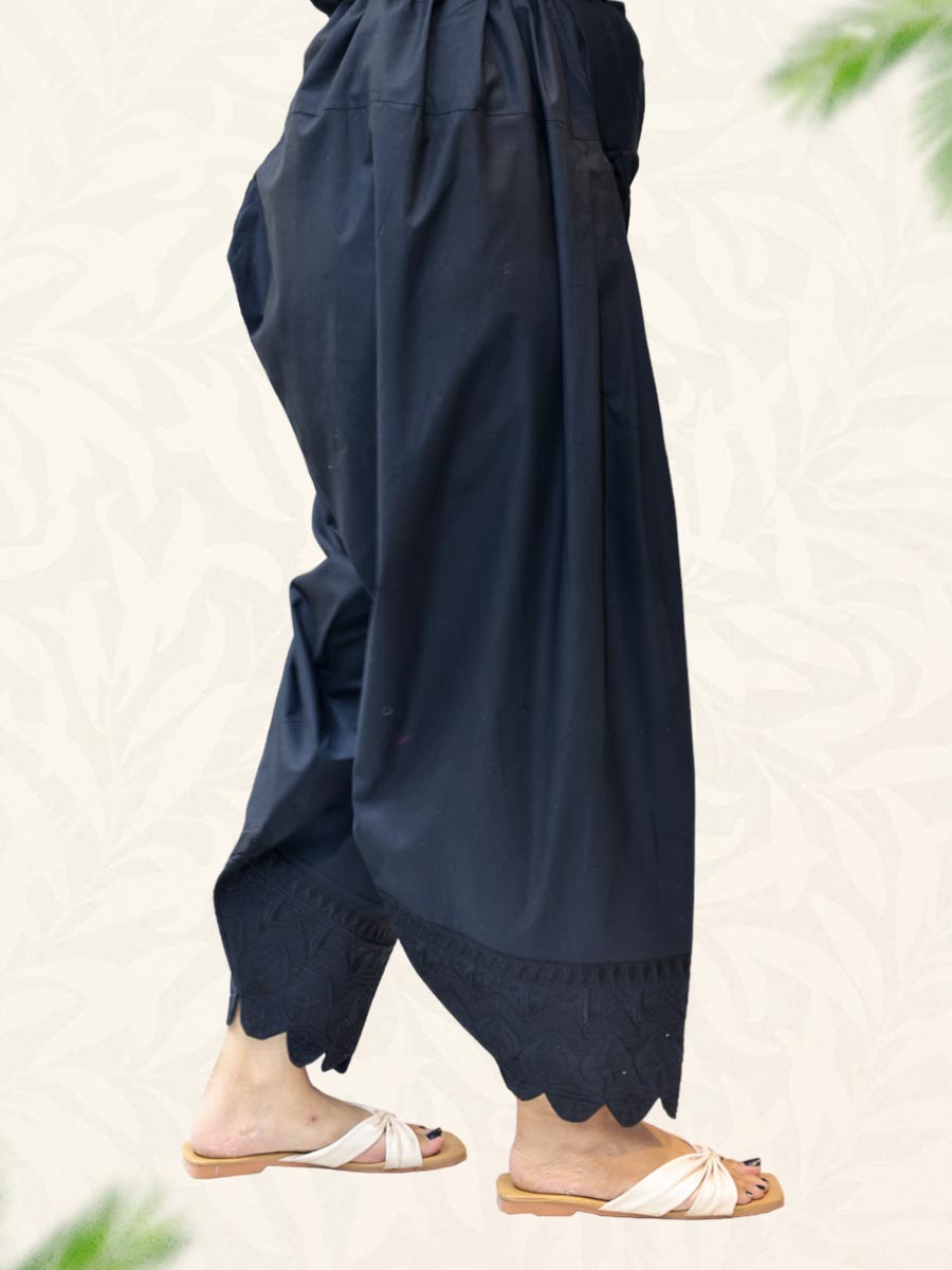 Black Machine Work Cotton Salwar