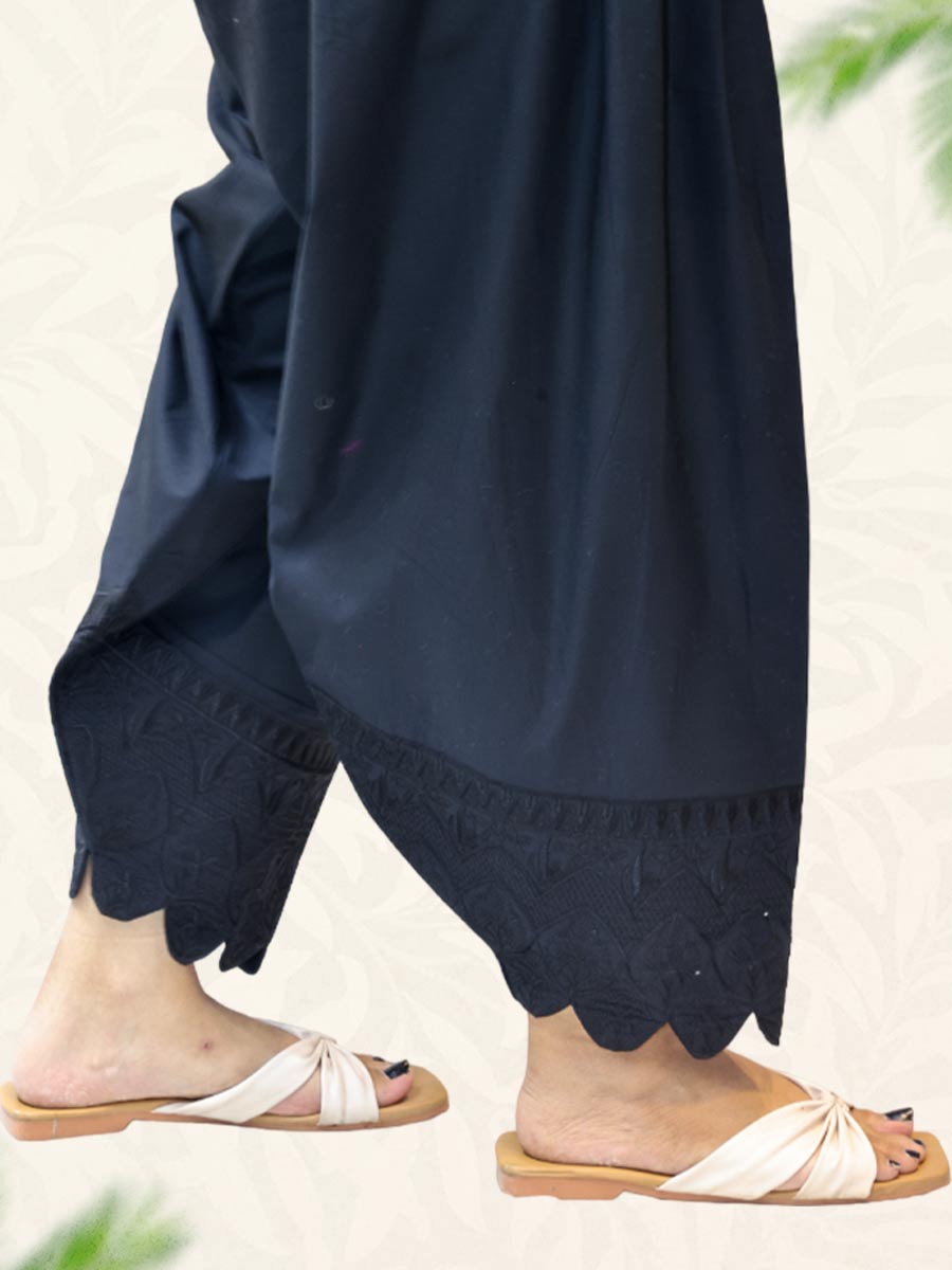 Black Machine Work Cotton Salwar