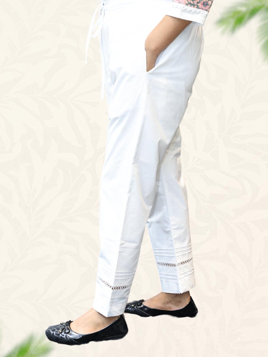White Plain Cotton Pant