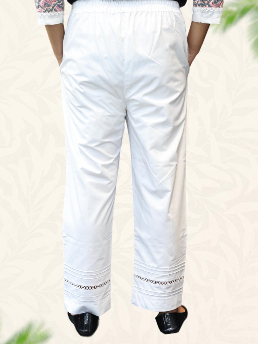 White Plain Cotton Pant