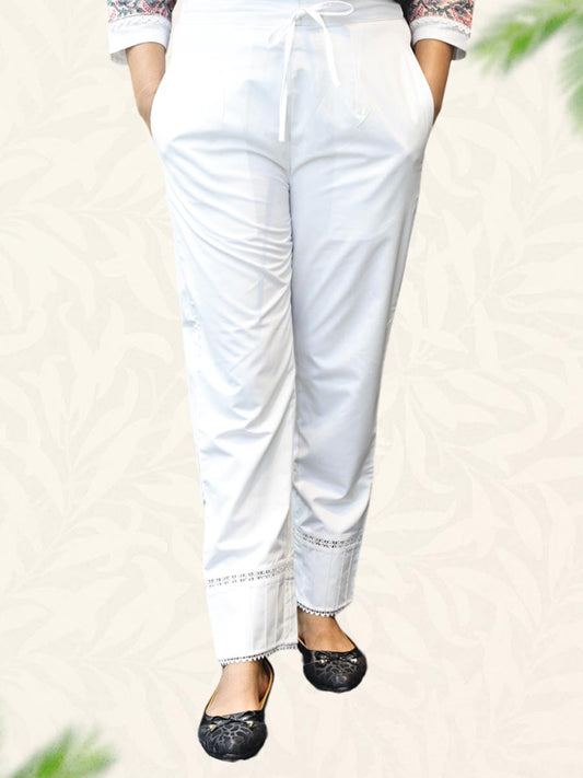 White Plain Cotton Pant