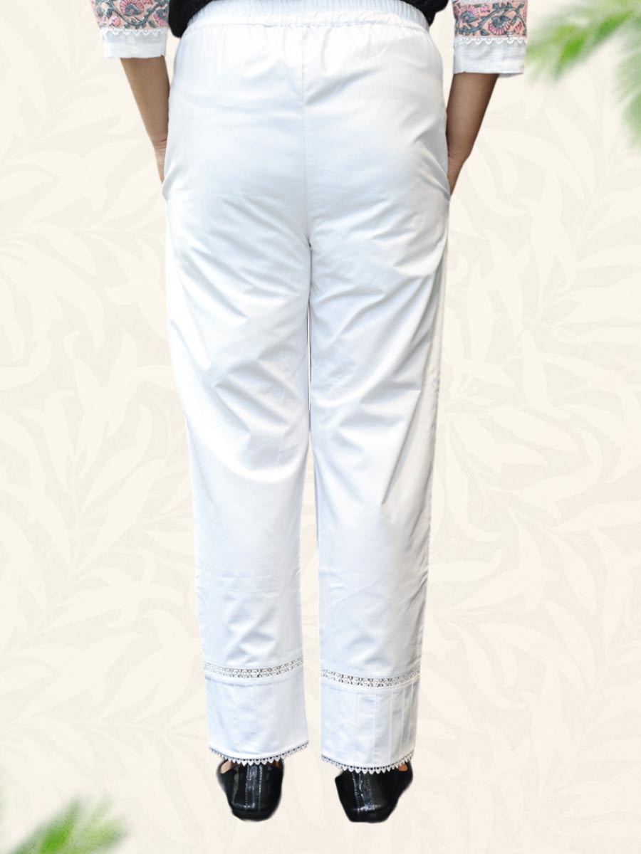 White Plain Cotton Pant