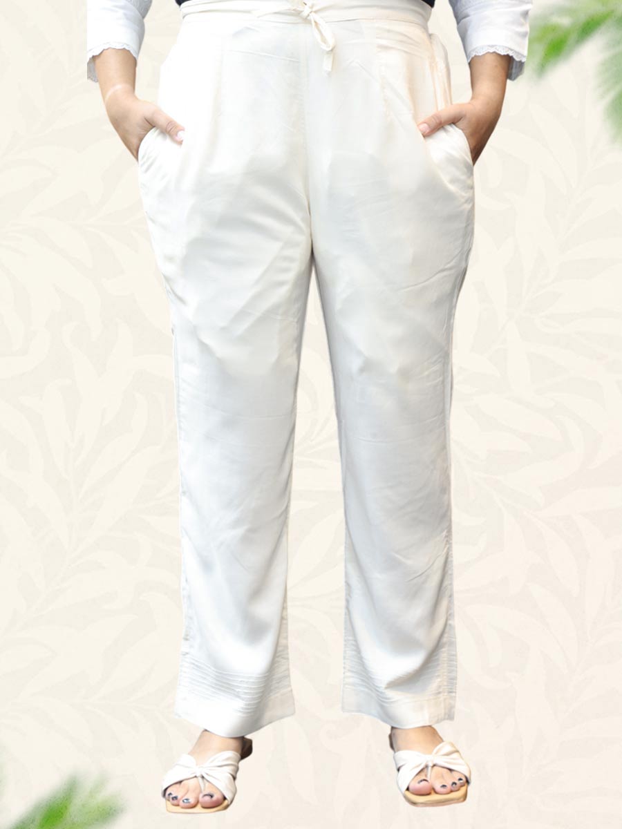 White Plain Rayon Pant