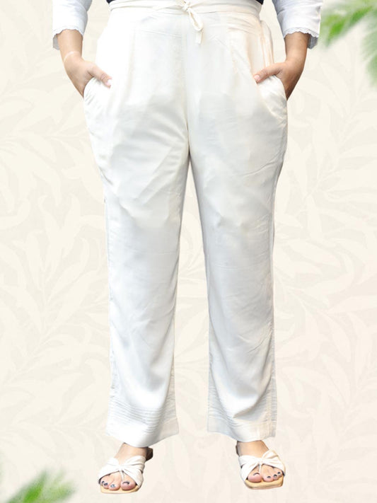 White Plain Rayon Pant